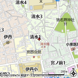 兵庫県伊丹市清水1丁目周辺の地図
