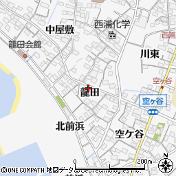 愛知県蒲郡市西浦町（龍田）周辺の地図