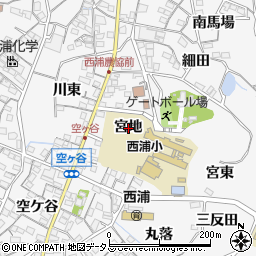 愛知県蒲郡市西浦町宮地周辺の地図