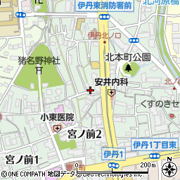 兵庫県伊丹市北本町2丁目15周辺の地図