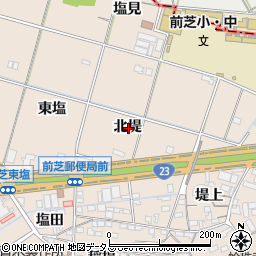 愛知県豊橋市前芝町北堤周辺の地図