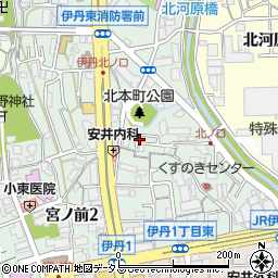 兵庫県伊丹市北本町1丁目225周辺の地図