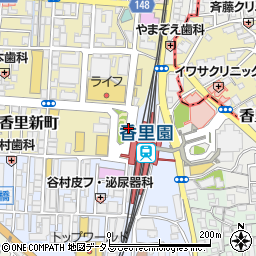京阪香里園周辺の地図