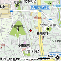 兵庫県伊丹市北本町2丁目62周辺の地図