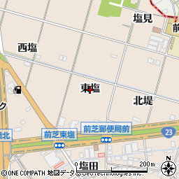 愛知県豊橋市前芝町（東塩）周辺の地図