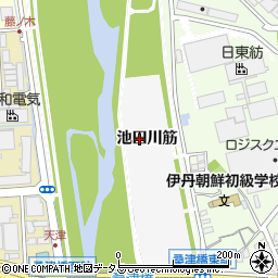 兵庫県伊丹市東桑津池田川筋周辺の地図