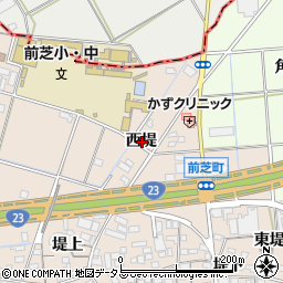 愛知県豊橋市前芝町西堤周辺の地図