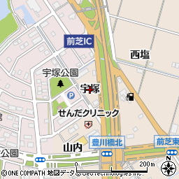 愛知県豊橋市前芝町（宇塚）周辺の地図