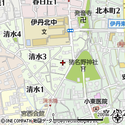 兵庫県伊丹市清水2丁目周辺の地図
