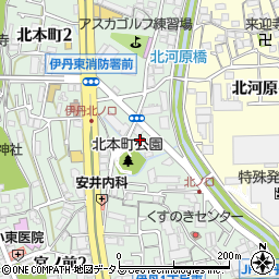 兵庫県伊丹市北本町1丁目198周辺の地図
