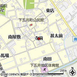 愛知県豊橋市下五井町（寺前）周辺の地図