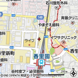 ファミリーマート寝屋川香里新町店周辺の地図