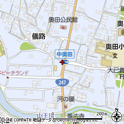 中奥田周辺の地図