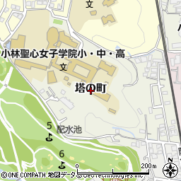 兵庫県宝塚市塔の町周辺の地図