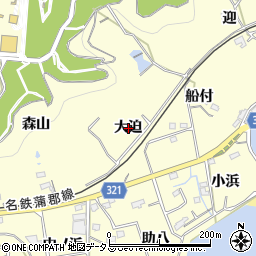 愛知県西尾市東幡豆町大迫周辺の地図