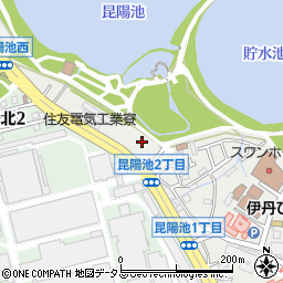 兵庫県伊丹市昆陽池周辺の地図