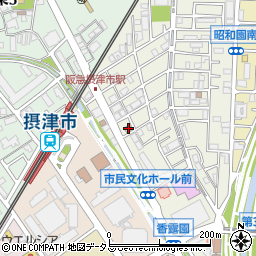 セブンイレブン摂津香露園店周辺の地図