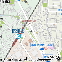 摂津香露園郵便局周辺の地図