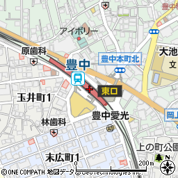ローソンＨＢ阪急豊中改札内店周辺の地図