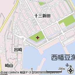 十三新田公園トイレ周辺の地図