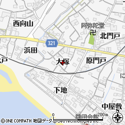 愛知県蒲郡市西浦町大塚周辺の地図