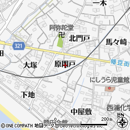 愛知県蒲郡市西浦町原門戸周辺の地図