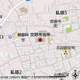 大阪府交野市周辺の地図