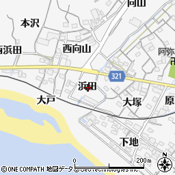 愛知県蒲郡市西浦町浜田周辺の地図
