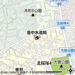 豊中市役所　上下水道局総務課周辺の地図