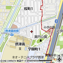 大阪府摂津市桜町2丁目周辺の地図