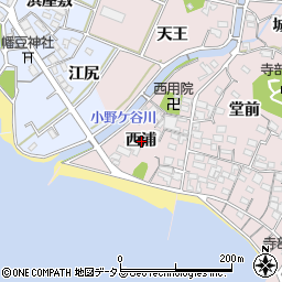 愛知県西尾市寺部町西浦周辺の地図
