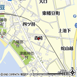 愛知県西尾市東幡豆町森崎周辺の地図
