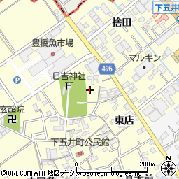 愛知県豊橋市下五井町宮後周辺の地図