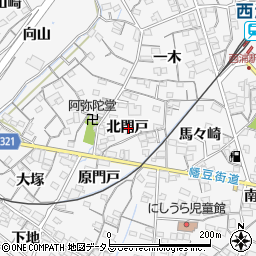 愛知県蒲郡市西浦町北門戸周辺の地図