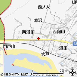 愛知県蒲郡市西浦町西浜田43周辺の地図