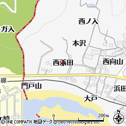 愛知県蒲郡市西浦町（西浜田）周辺の地図