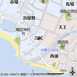 愛知県西尾市西幡豆町江尻周辺の地図