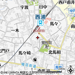 愛知県蒲郡市西浦町東一木周辺の地図