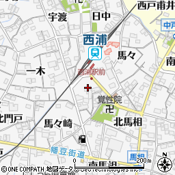 愛知県蒲郡市西浦町（東一木）周辺の地図