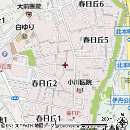 兵庫県伊丹市春日丘周辺の地図