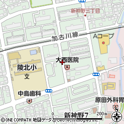 兵庫県加古川市新神野5丁目周辺の地図