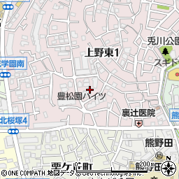 大阪府豊中市上野東1丁目9周辺の地図