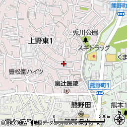 大阪府豊中市上野東1丁目13周辺の地図