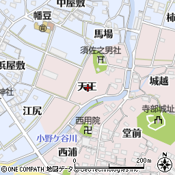 愛知県西尾市寺部町天王周辺の地図