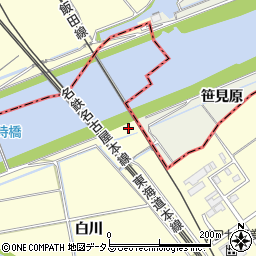 愛知県豊橋市下五井町（笹見原）周辺の地図