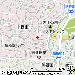 大阪府豊中市上野東1丁目14周辺の地図