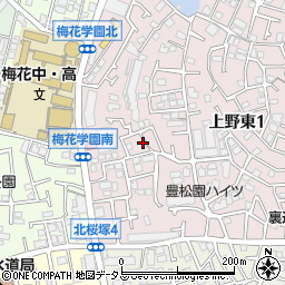 大阪府豊中市上野東1丁目2周辺の地図
