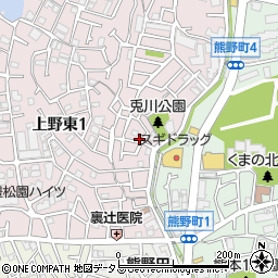 大阪府豊中市上野東1丁目19周辺の地図