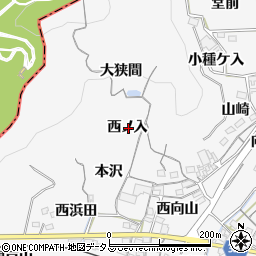 愛知県蒲郡市西浦町西ノ入周辺の地図