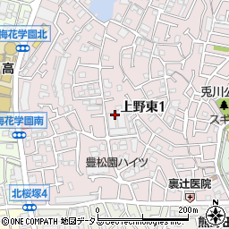 大阪府豊中市上野東1丁目周辺の地図